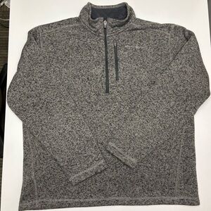 Eddie Bauer Men’s Large Quarter Zip Pullover Grey Fleece Sweater Jacket Coat Mid